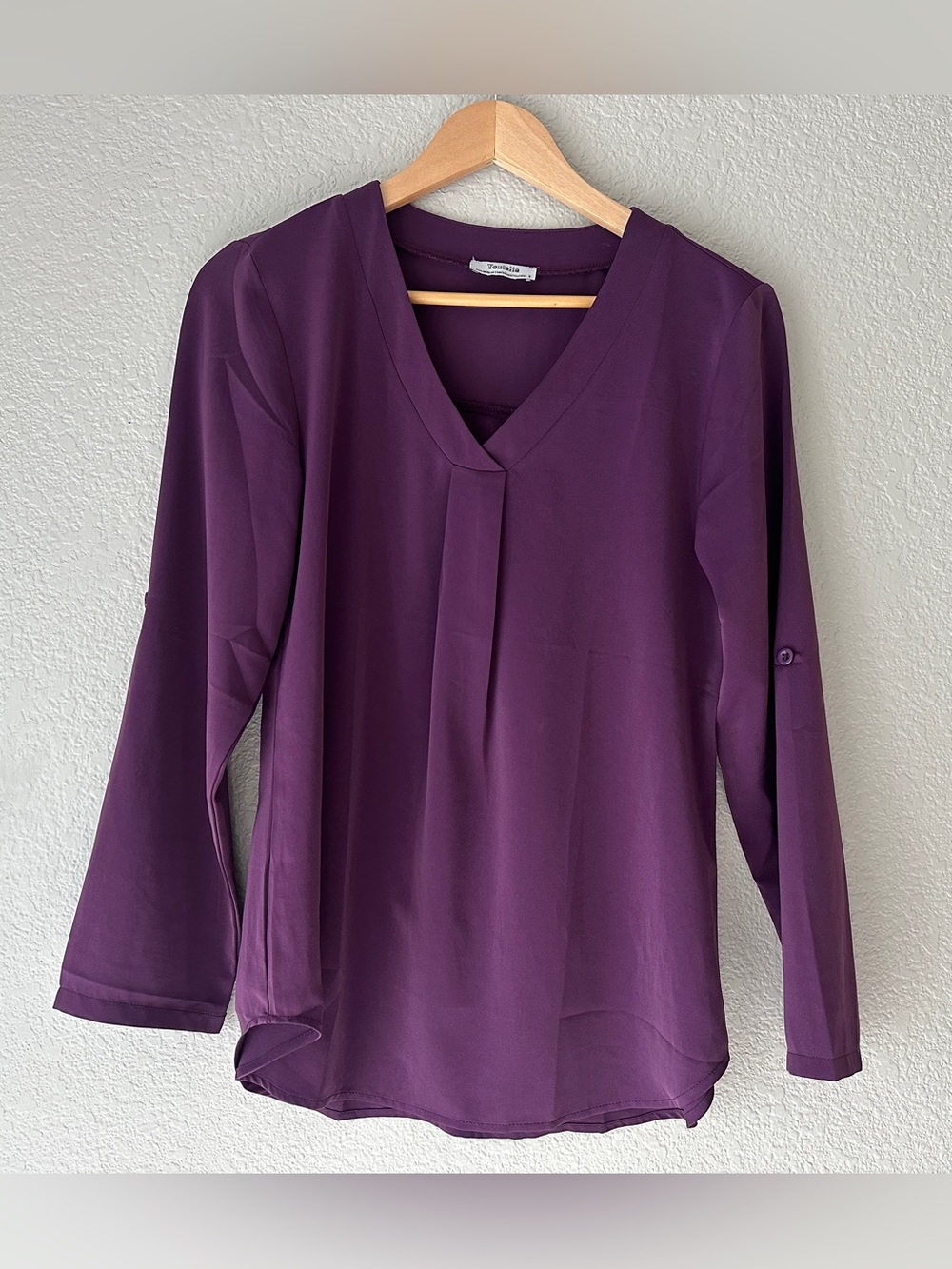 Women's Purple V-Neck Long Sleeve Blouse - Size Small - Like New